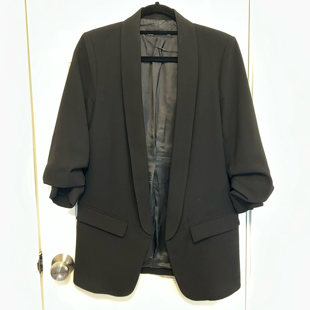 Zara Black Open-Front Shawl Collar Blazer